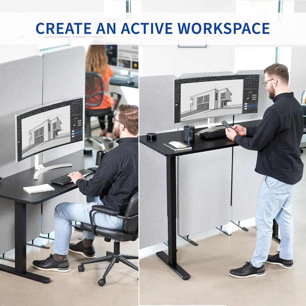 VIVO Electric 60 x 24 inch Stand Up Desk, Height Adjustable, Dark Walnut Top Black Frame, Home and Office Furniture Sets, DESK-KIT-B06D