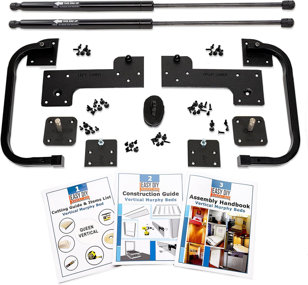 Queen Size DIY Murphy Bed Hardware Kit – Vertical Wall Bed for Space-Saving - Budget-Friendly DIY Setup -Made in USA -Hide Away Design with Murphy Bed Queen Hardware - Bed Lift Mechanism - Pull Down