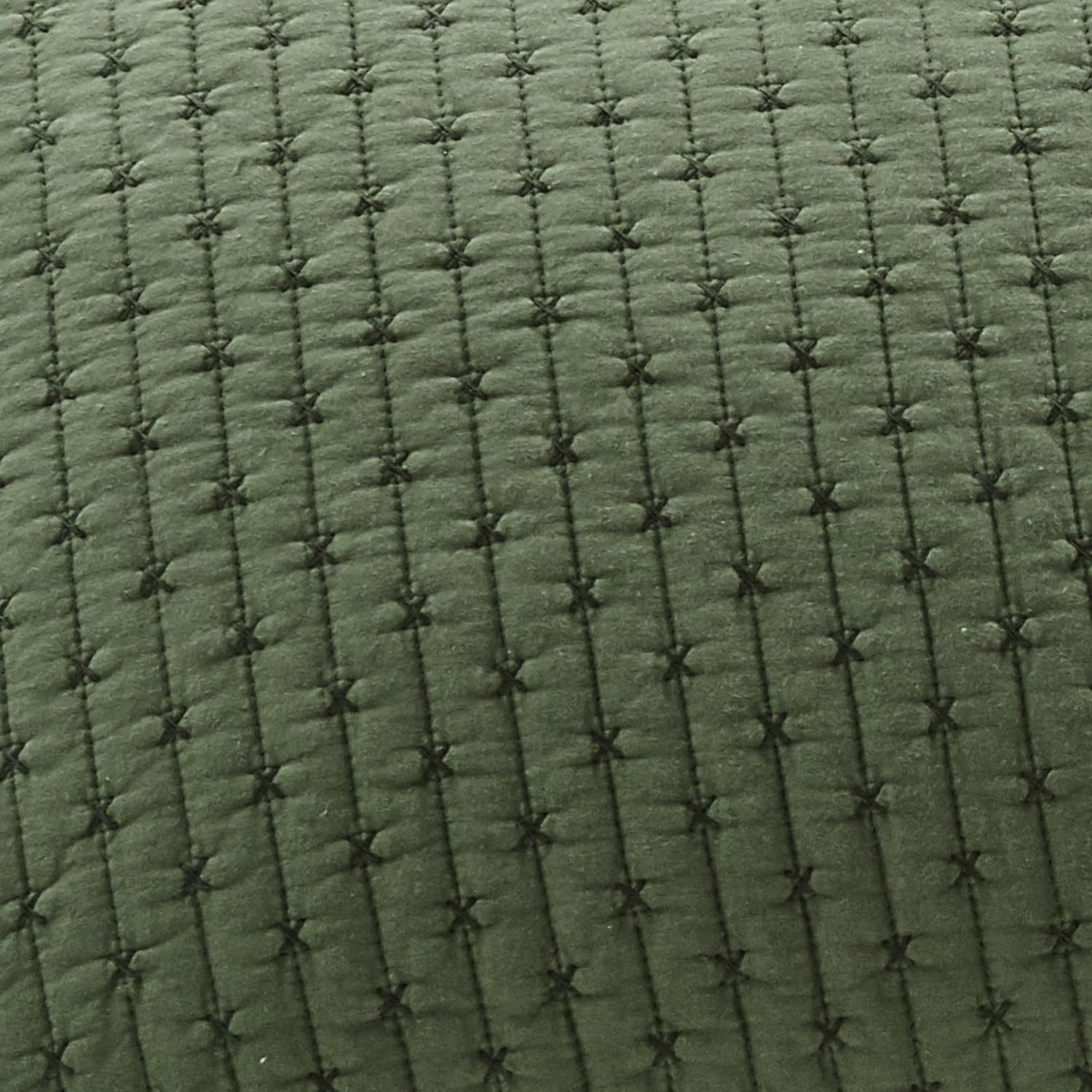 Levtex Home Cross Stitch Reversible King/Cal King Quilt Set (106x92in) and 2 Pillow Shams (36x20in) - Stitch Texture - Forest Green - Cotton King Size Quilt Bedding Set - Lightweight Soft Pre-Washed