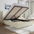SHA CERLIN Full Size Lift Up Storage Bed/Chenille Fabric Upholstered/Modern Wingback Headboard/Platform Bed Frame/Hydraulic Storage/No Box Spring Needed/Wood Slats Support/Cream
