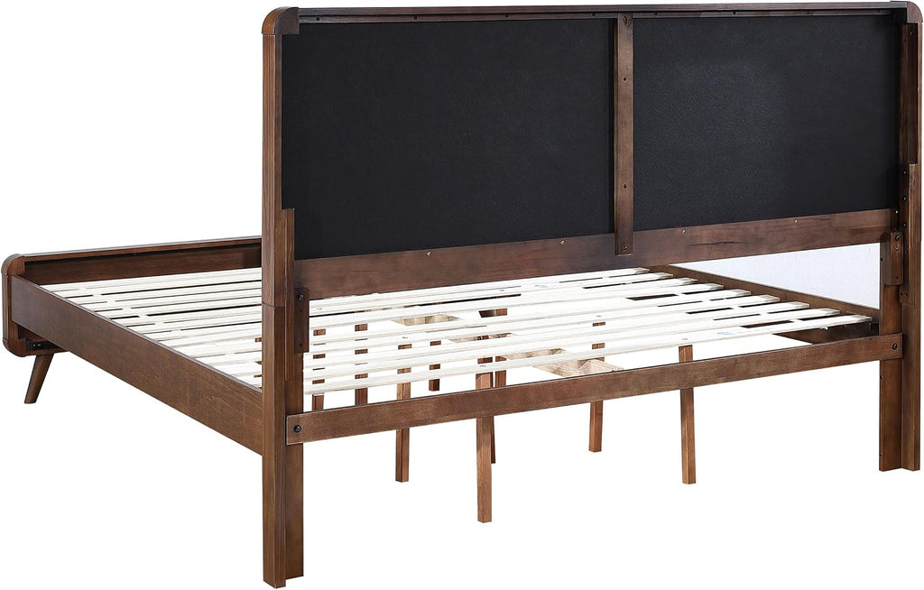 Coaster Home Furnishings Robyn Contemporary 5-Piece Bedroom Set Fabric Upholstered Eastern King Size Panel Bed Frame 53-inch Headboard Dark Walnut 205131KE-S5