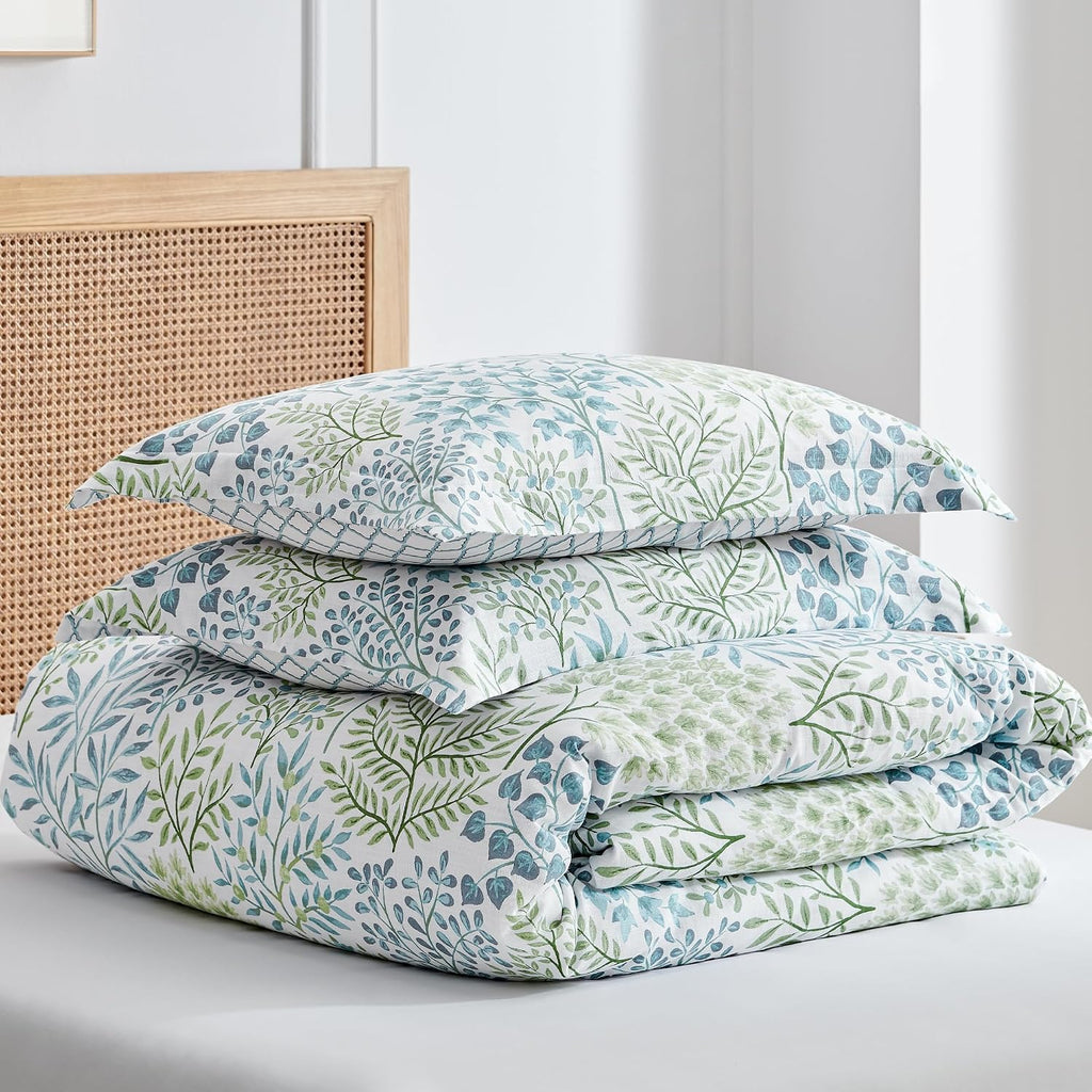 Levtex Home English Forest Green Reversible Twin/Twin XL Comforter Set (68x88in) with 1 Pillowcase (26x20in) - Floral Bedding - Blue, Green - Cotton Twin Size Comforter Set - Soft, Pre-Washed