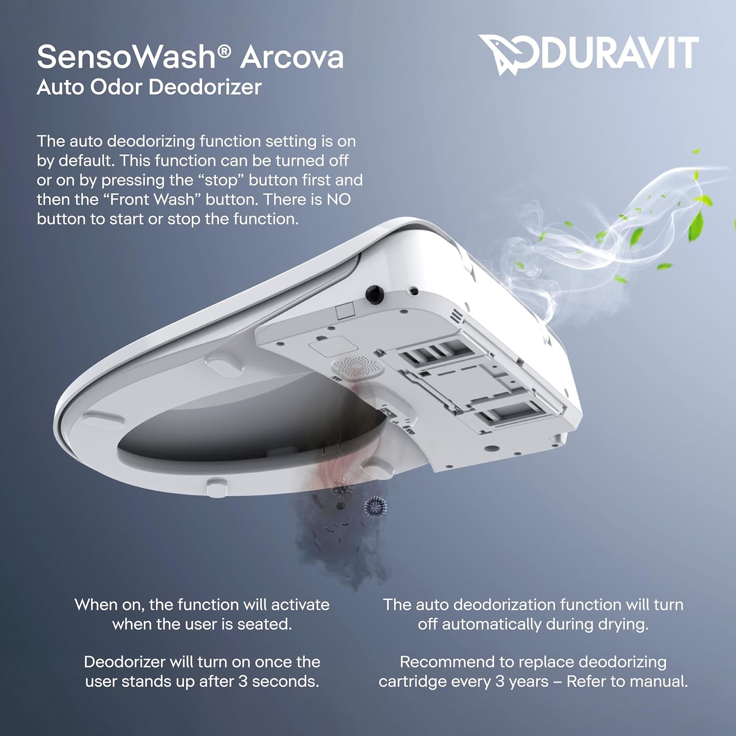 Duravit Sensowash Arcova Elongated Electric Slim Bidet Toilet Seat, Instant Warm Water, Air Dryer, Deodorizer, Heated Slow Close Seat, Stainless Steel Wand, Night Light, Remote Control, White - 600008