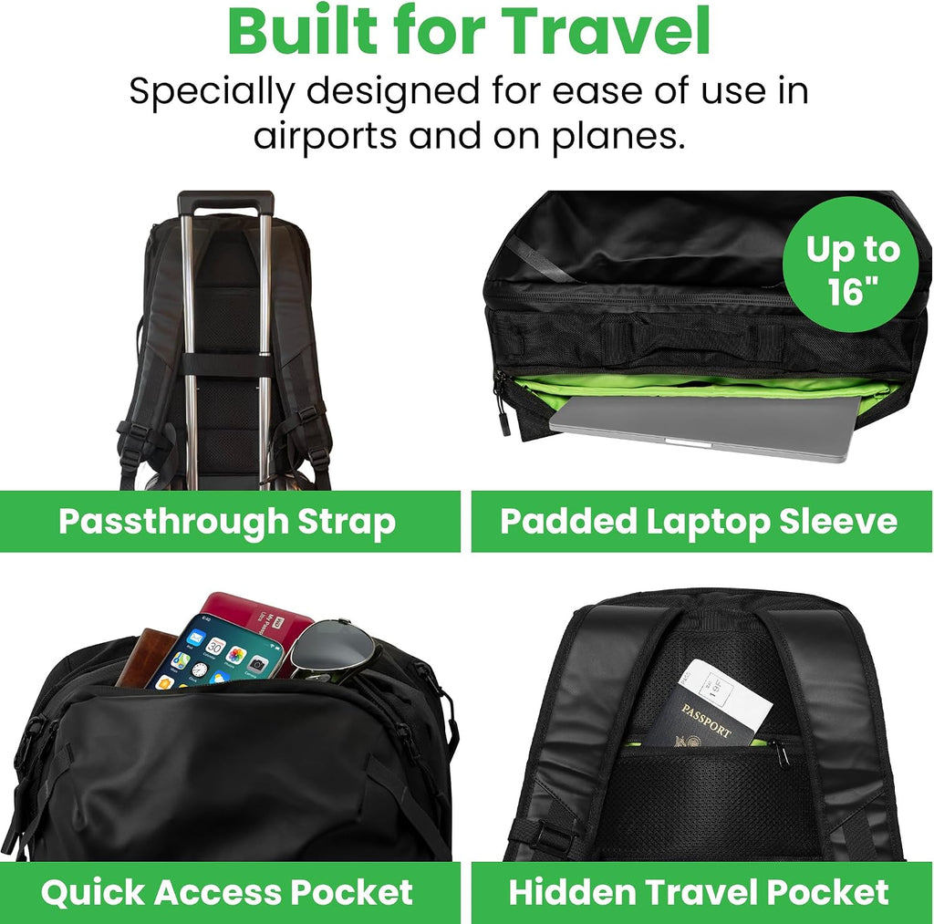 COR Surf Carry On Travel Backpack Bundle | Island Hopper Travel Backpack with Toiletry Bag and Compression Packing Cube Set