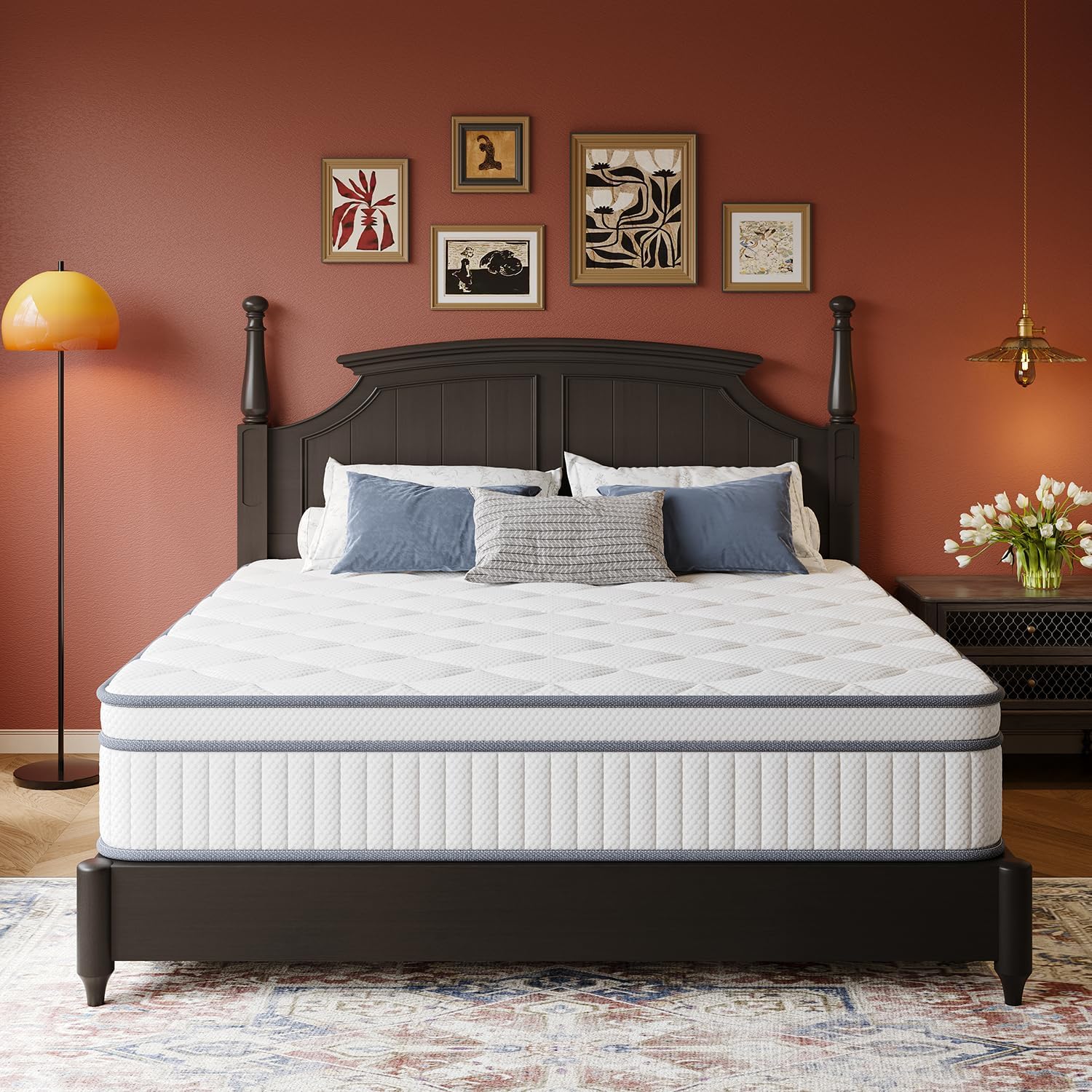 Gsleepee Full Size Mattress, 14 Inch Full Mattress in a Box, Innerspring Hybrid with Cooling Gel Memory Foam and Individually Wrapped Coils for Pressure Relief & Superior Support, Medium Firm