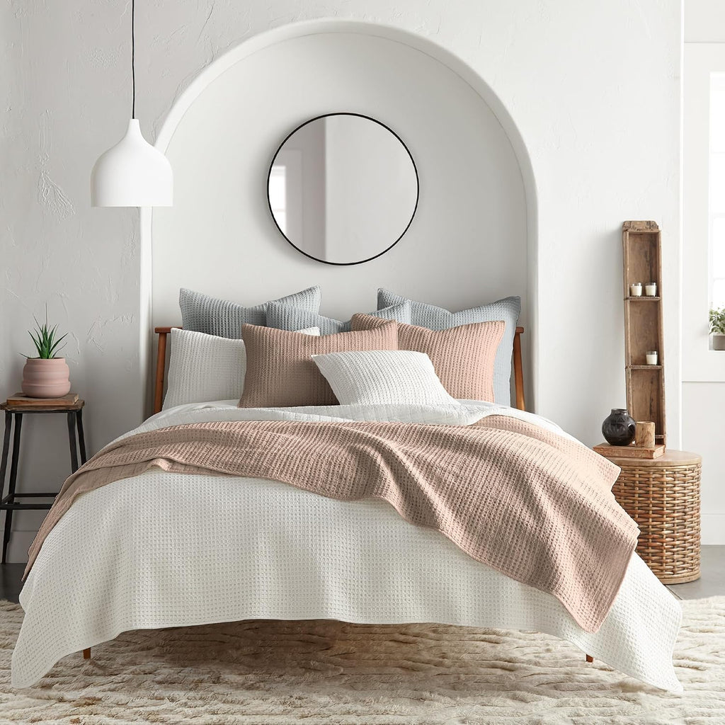 Levtex Home - Mills Waffle - Twin Quilt Set - Blush Cotton Waffle - Quilt Size (68 x 86in.), Sham Size (26 x 20in.)