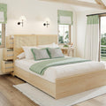Yechen Natural Rattan Queen Bed Frame with Storage, 10 Drawers & Storage Headboard with Charging Station, Boho Rattan Wood Bed Frame with Metal Frame, Noise Free, No Box Spring Needed