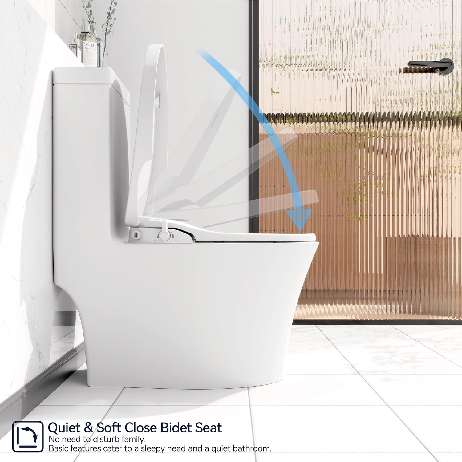 Elongated Bidet Toilet Seat with Soft Closing, Non-Electric Bidet Mode with Dual Nozzles, Fit Elongated Toilet Seat, Adjustable Water Pressure with Brass inlet