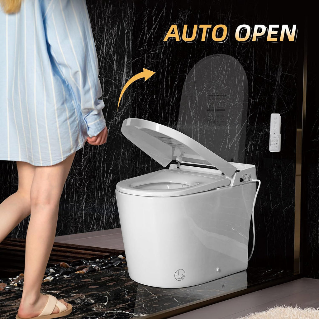 WOODBRIDGE Smart Toilet,Auto Open & Close,Foot Sensor Operation,Auto Flush,Heated Seat,Tankless One Piece Elongated Toilet,T-0099