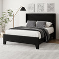 Full Size Bed Frame with Faux Leather Upholstered Headboard, Wear-Resistant, Easy Clean, Mattress Foundation, No Box Spring Required, Easy Assembly, Black
