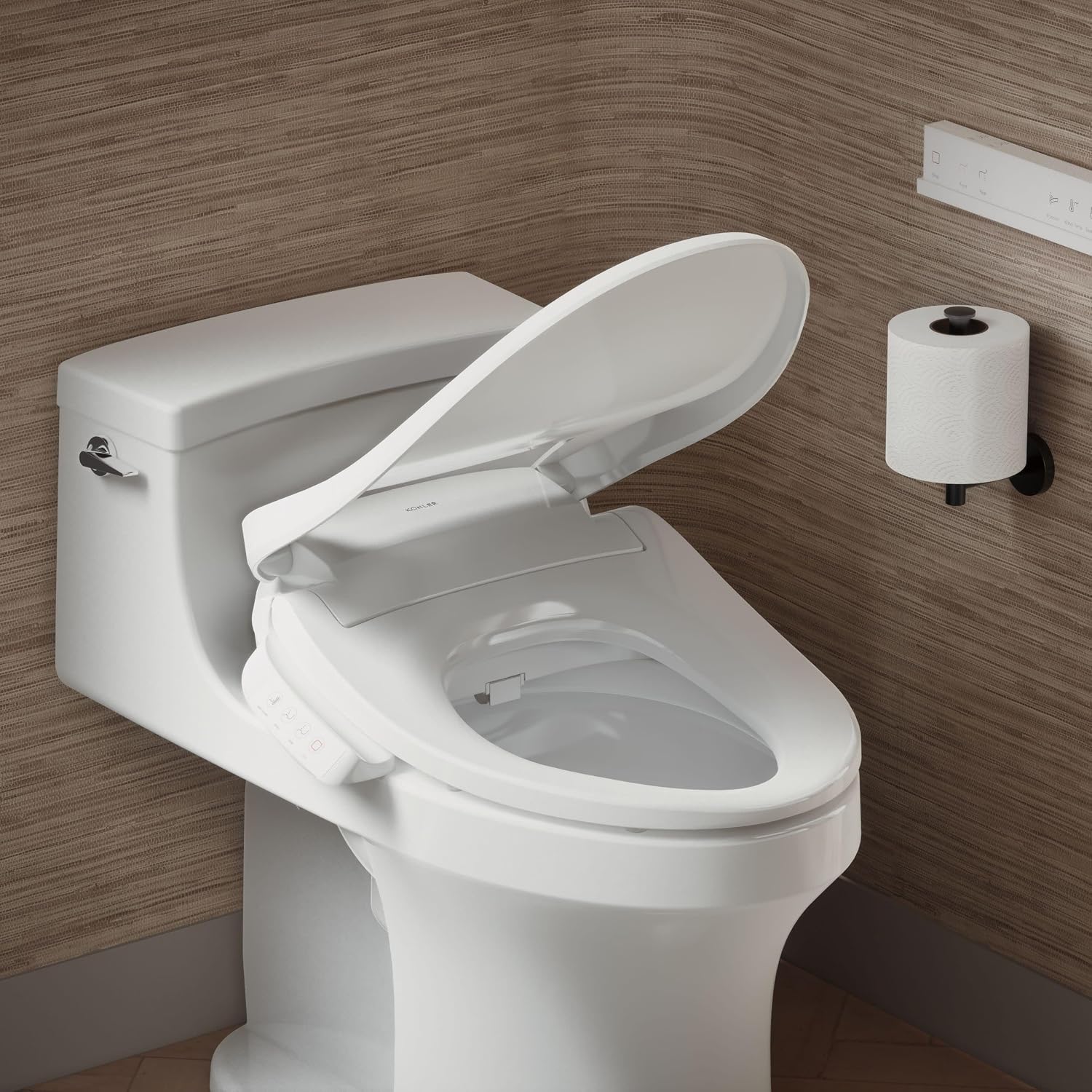 Kohler PureWash E700 Heated Bidet Toilet Seat, White with Remote, Warm Water, Quiet-Close Lid, Self-Cleaning Wand, Adjustable Water Pressure and Nightlight, Easy Installation Bidet Attachment