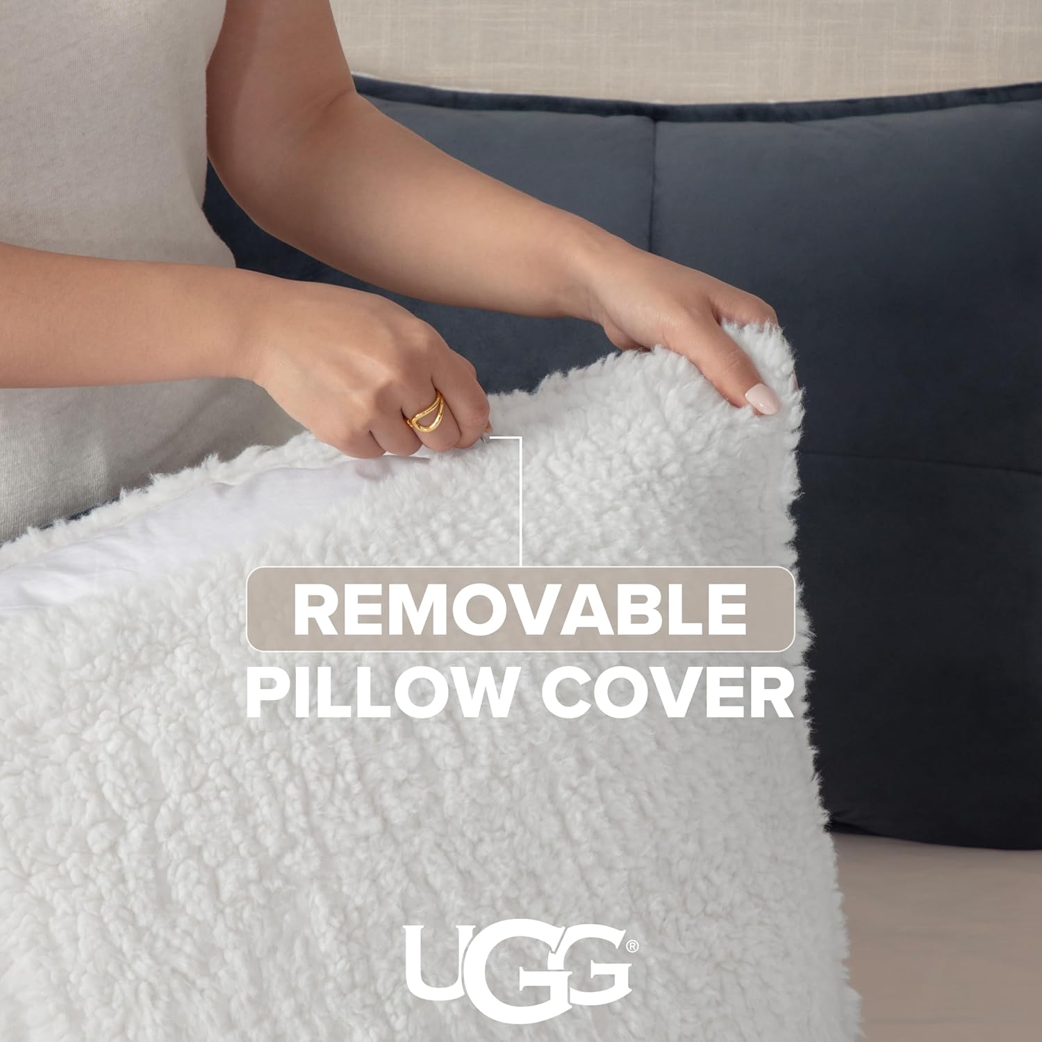 UGG Blissful Comforter Set with 2 Pillow Shams, Warm Winter Bedding, Fluffy Reversible Down Alternative Bedding, King/California King Size Comforter Set, Imperial Blue