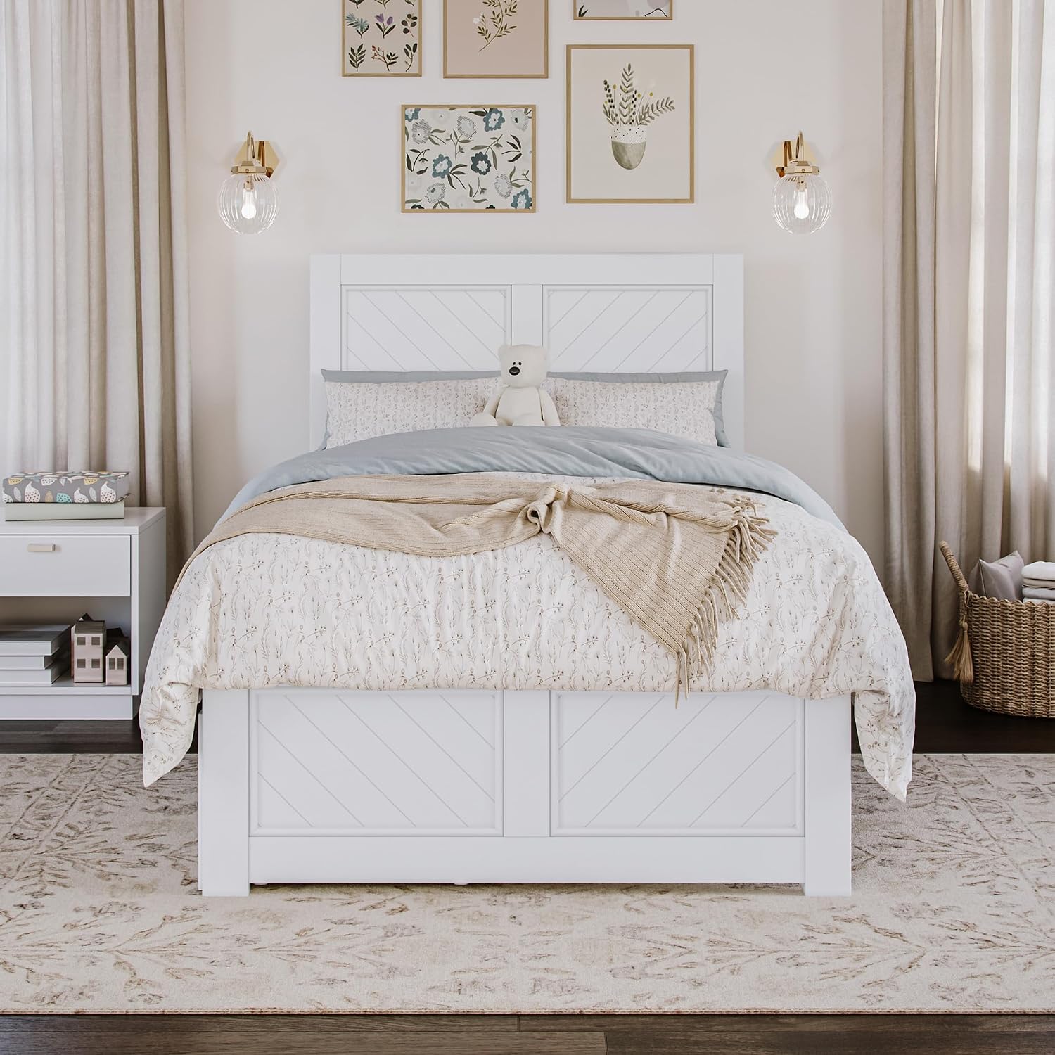 AFI, Canyon Twin Platform Bed with Matching Footboard & Storage Drawers, White