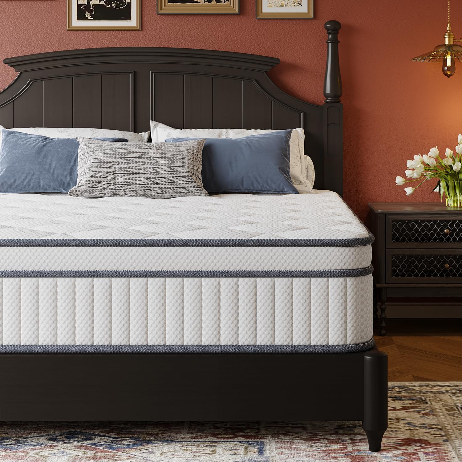 Gsleepee Full Size Mattress, 14 Inch Full Mattress in a Box, Innerspring Hybrid with Cooling Gel Memory Foam and Individually Wrapped Coils for Pressure Relief & Superior Support, Medium Firm