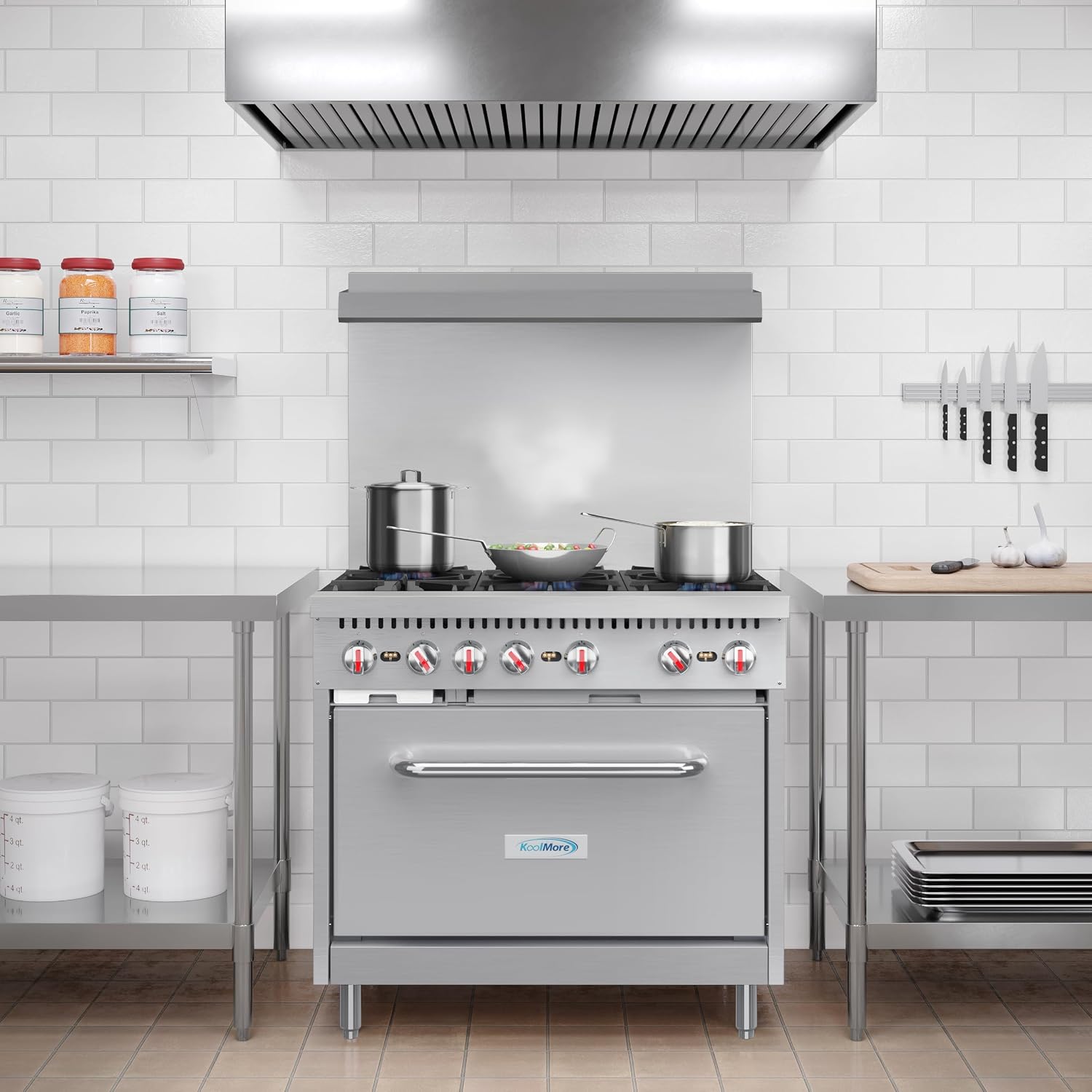 KoolMore 36 in. 6 Burner Commercial Natural Gas Range with Oven (KM-CR36-NG)
