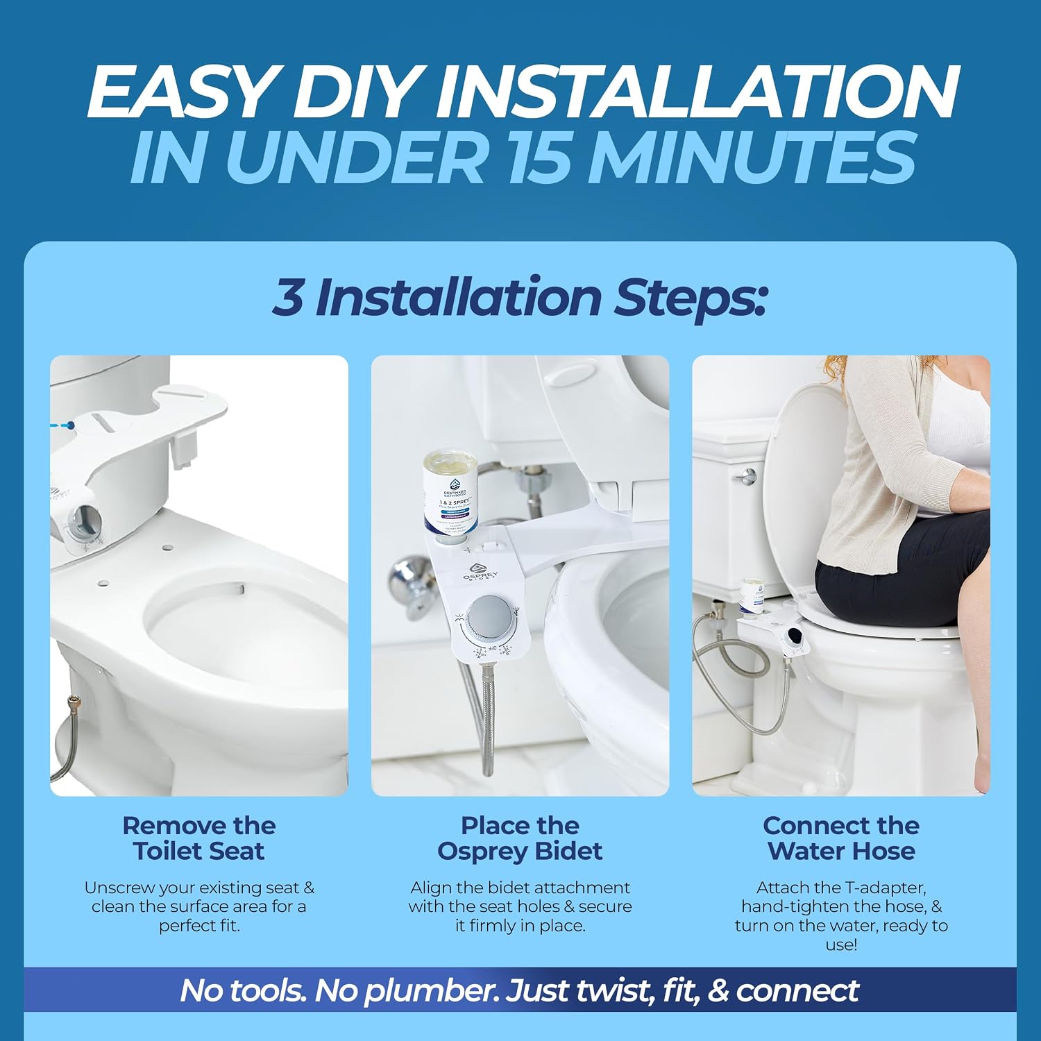 Toilet Seat Bidet Attachment – Smart Bidet Toilet Seat Elongated with Dual Nozzles, Bidet Attachment for Toilet Normal Water, Non-Electric Bidet Sprayer with Essential Oil Spray, by Destinked Bathroom
