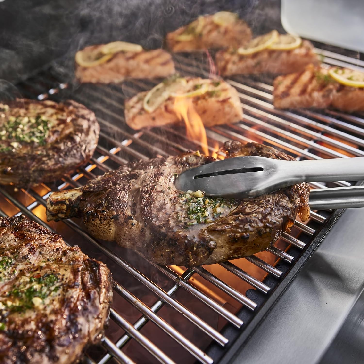 Weber Genesis S-335 Liquid Propane Gas Grill for Outdoor Cooking, Stainless Steel, 3 Burners and 1 Side Burner – Stainless Steel Cooking Grates, PureBlu Burners & Sear Zone