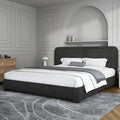 BarnFurin King Size Boucle Bed Frame and Headboard, Cloud Upholstered Platform Bed Frame, Soft Rounded Corners, No Box Spring Required, Non-Slip and Noise-Free, Easy Assembly, Black