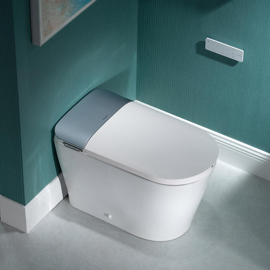 WOODBRIDGE Smart Toilet with 1000g MaP Flush Score, Foam Shield, Blackout Flush, Warm Drying, Wave Sensor Auto Open&Close, Wireless Remote, Smart Deodorization, MET061
