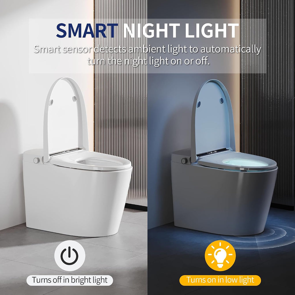 DeerValley Smart Toilet with Bidet Built in - Powerful Auto Flush, Auto Open/Close Lid, Heated Seat & Instant Warm Water Bidet, LED Display, Deodorization, 12' Rough-In, DV-1S0159-V3