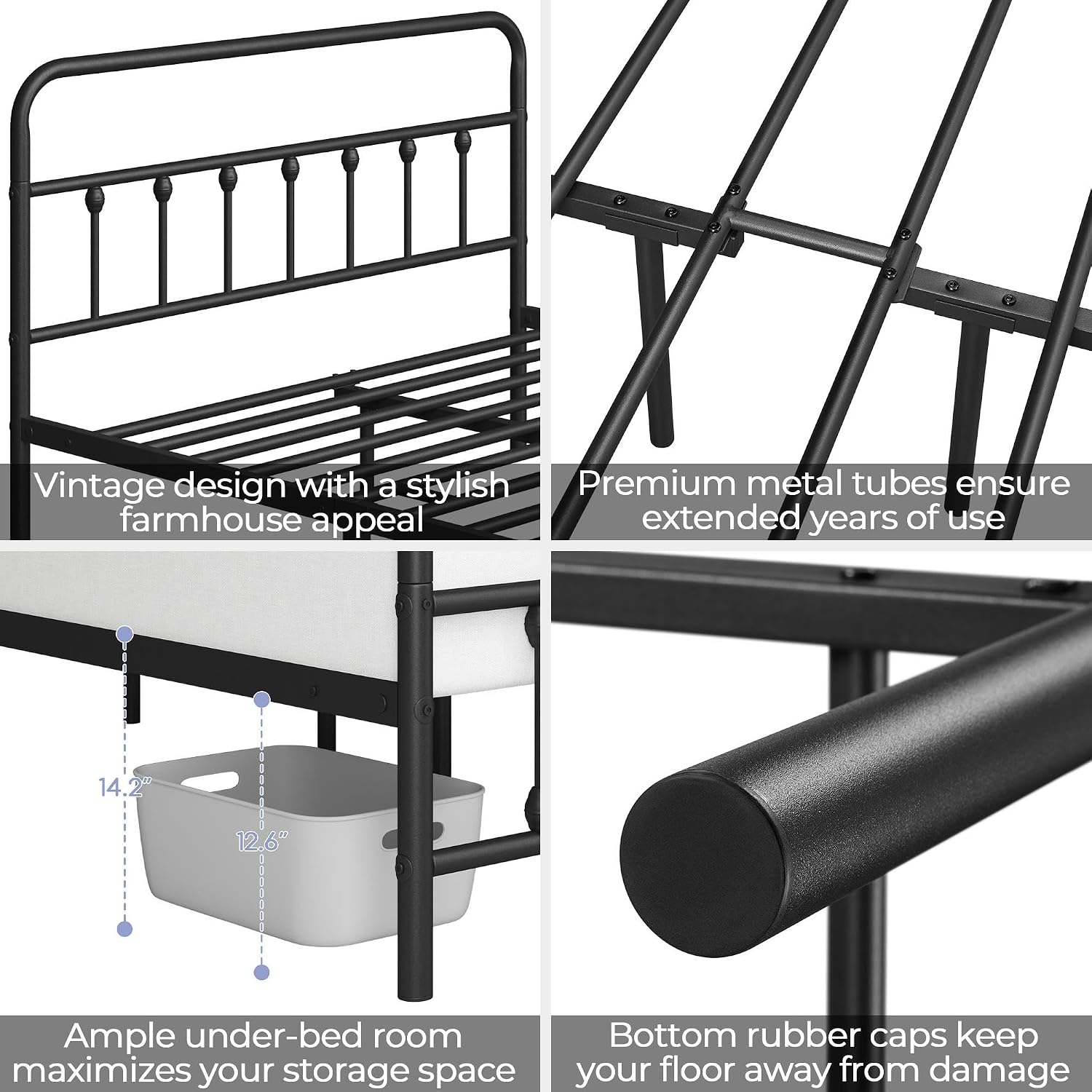 Yaheetech Classic Metal Platform Bed Frame Mattress Foundation with Victorian Style Iron-Art Headboard/Footboard/Under Bed Storage/No Box Spring Needed/Full Size Black
