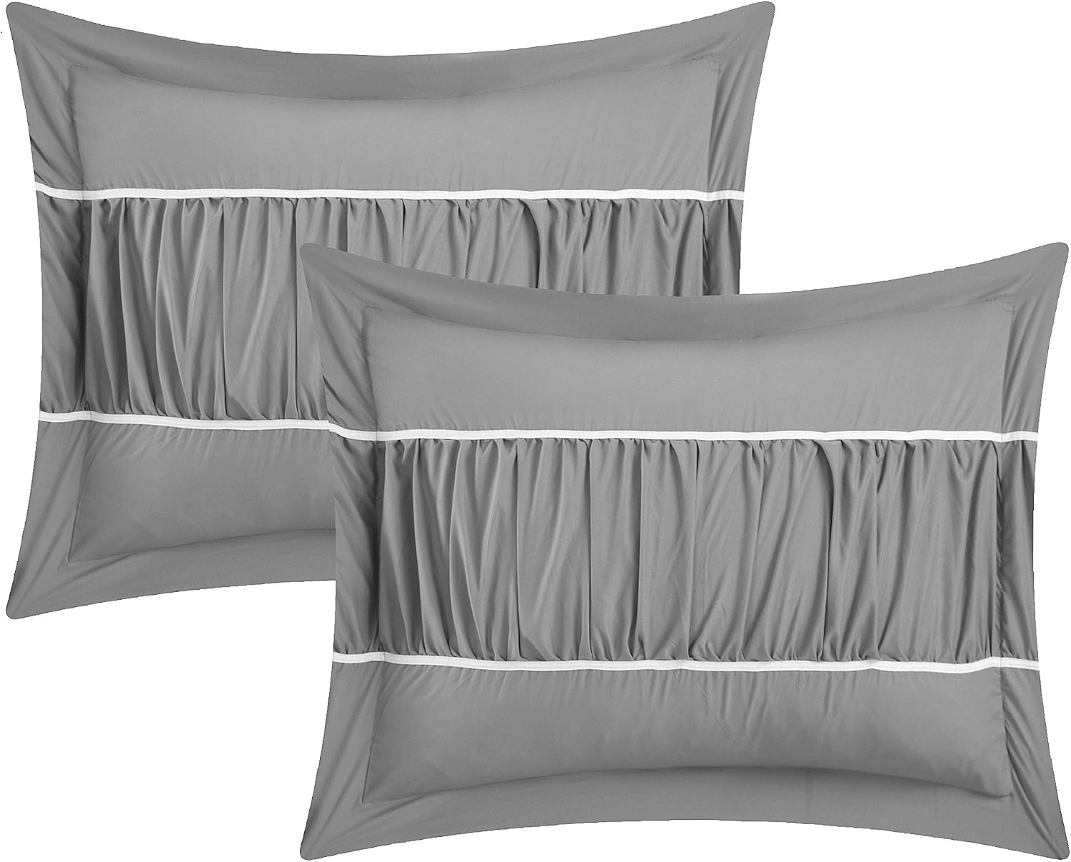 Chic Home CS2125-AN Cheryl 10 Piece Comforter Set Complete Bed in a Bag Pleated Ruched Ruffled Bedding with Sheet Set, Grey, Queen