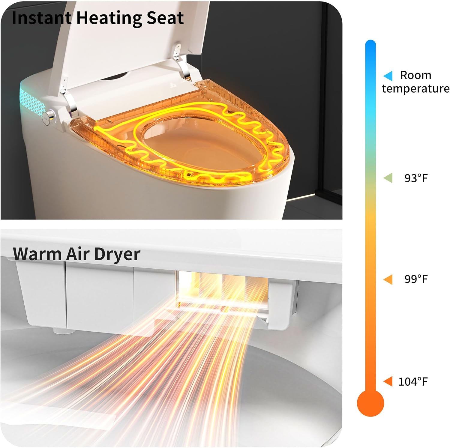 Tankless Smart Toilet with Integrated Bidet, One Piece Elongated Intelligent Toilet with Heated Seat & Child Mode, Foot Kick Flush, Multiple Wash Modes & Self-Cleaning Nozzle