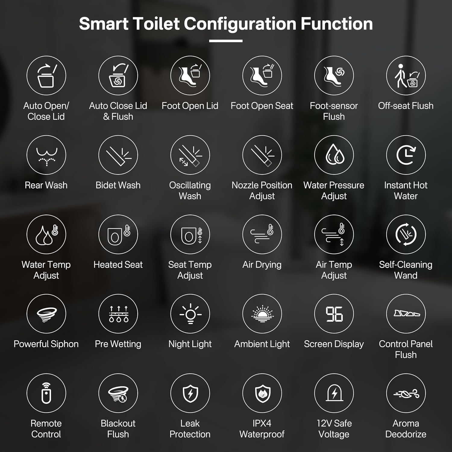 Eridanus One Piece Smart Toilet with Bidet Built in, Electric Bidets with Warm Water Sprayer and Air Dryer, Auto Flush & Lid, ADA Height Elongated Heated Seat, Foot Sensor, Modern Tankless Toilets