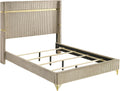 Coaster Home Furnishings Lucia Modern Classic 4-Piece Bedroom Set Velvet Upholstered Eastern King Size Wingback Bed Frame 61-inch Headboard Beige and White 224731KE-S4