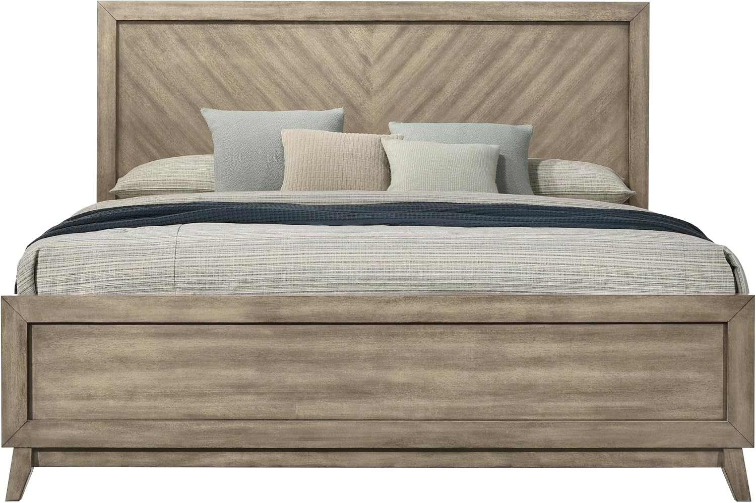 Roundhill Furniture Arena 3-Piece Contemporary Wood Bedroom Set: Panel Bed and 2 Nightstands in Weathered Sand, King