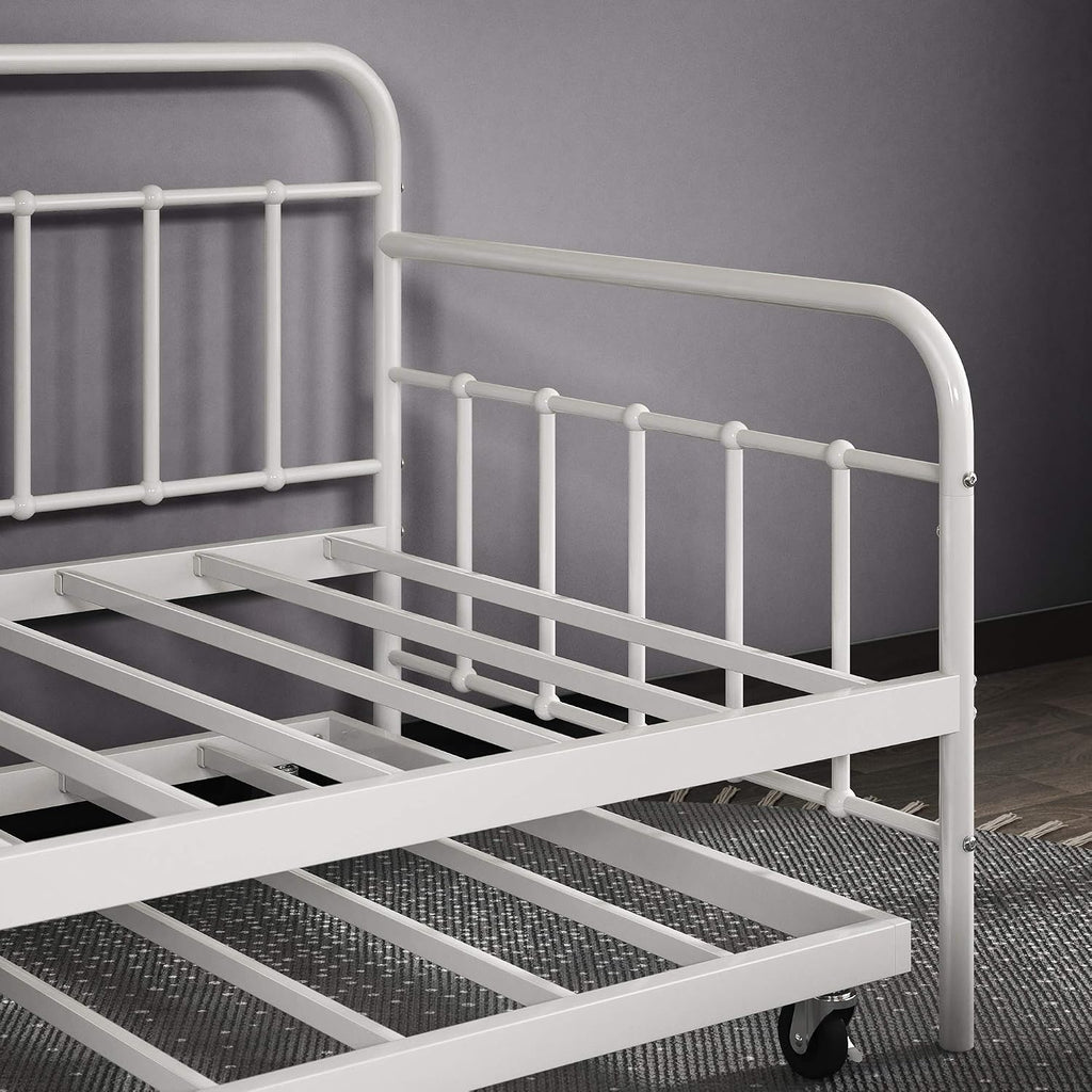 Zinus Florence Twin Daybed and Trundle Frame Set/Premium Steel Slat Support/Daybed and Roll Out Trundle/Accommodates Twin Size Mattresses Sold Separately