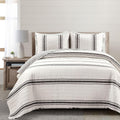 Lush Decor Farmhouse Stripe Reversible Cotton Quilt California King Size 3 Piece Set Black - Farmhouse Bedding Set - Cal King Quilt - Striped Bedding