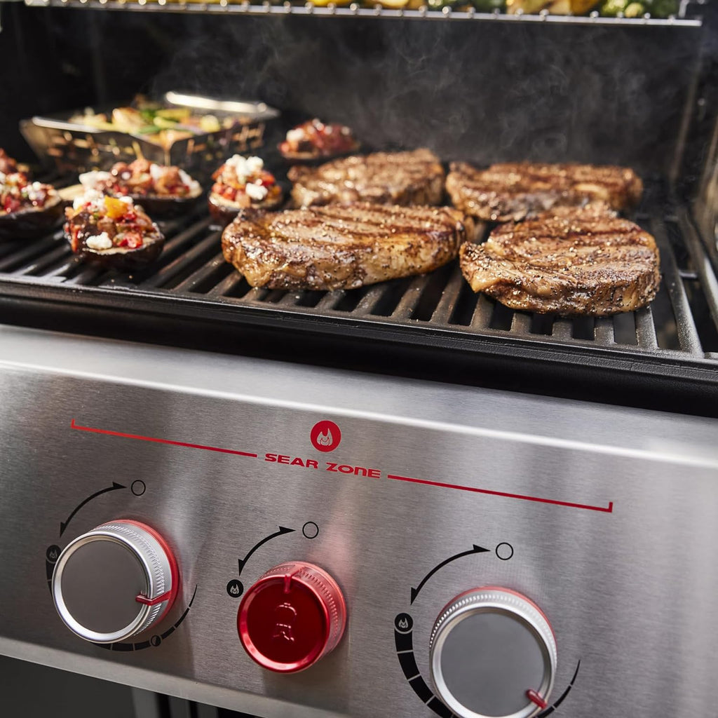 Weber Genesis E-415 Natural Gas Grill for Outdoor Cooking, 4 Burners, Black – Porcelain-Enameled Cast-Iron Grates & PureBlu Burners
