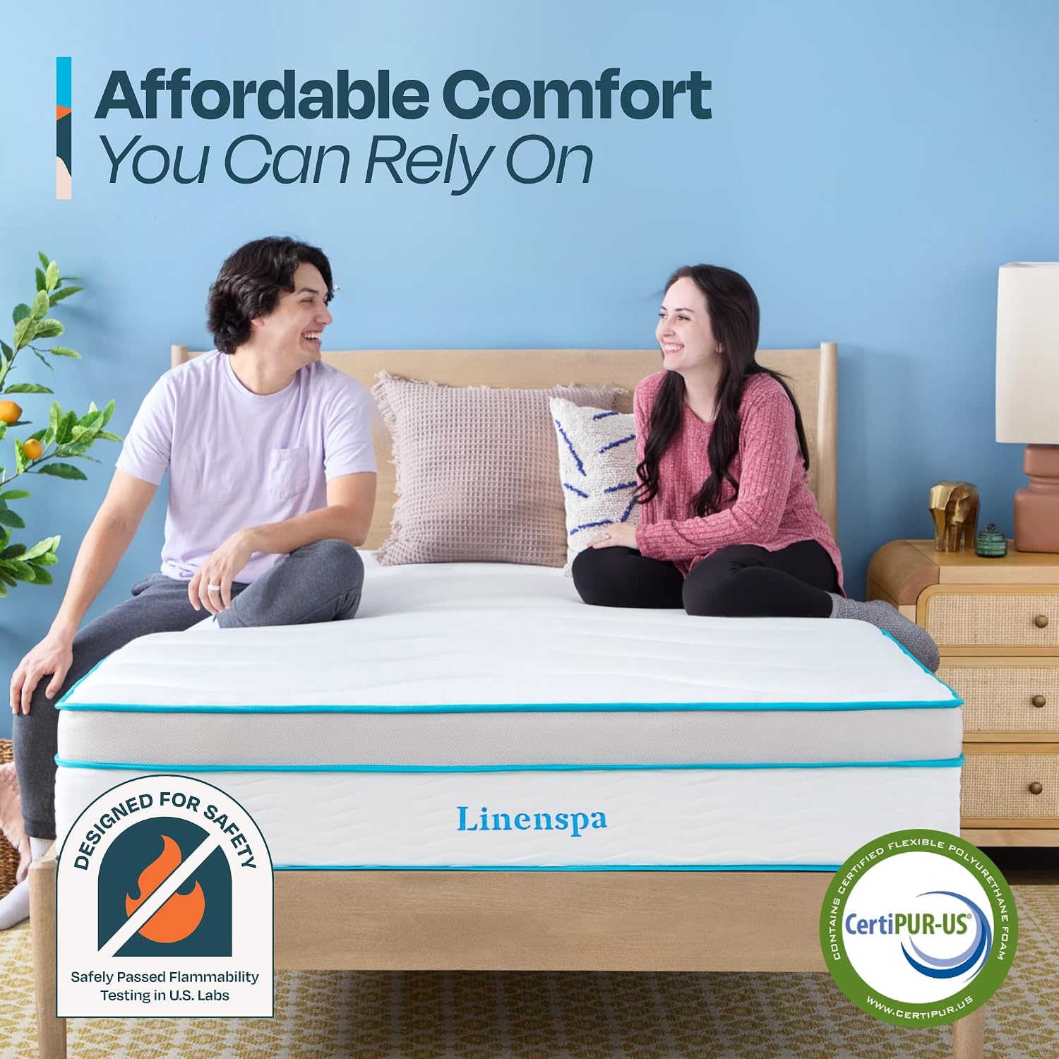 Linenspa 12 Inch Memory Foam and Spring Hybrid Mattress - Medium Plush Feel - Bed in a Box - Pressure Relief and Adaptive Support - Breathable - Cooling - Primary Bedroom - Twin XL Size