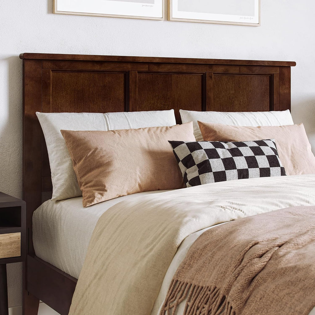 AFI, Charlotte Full Solid Wood Low Profile Platform Bed, Walnut