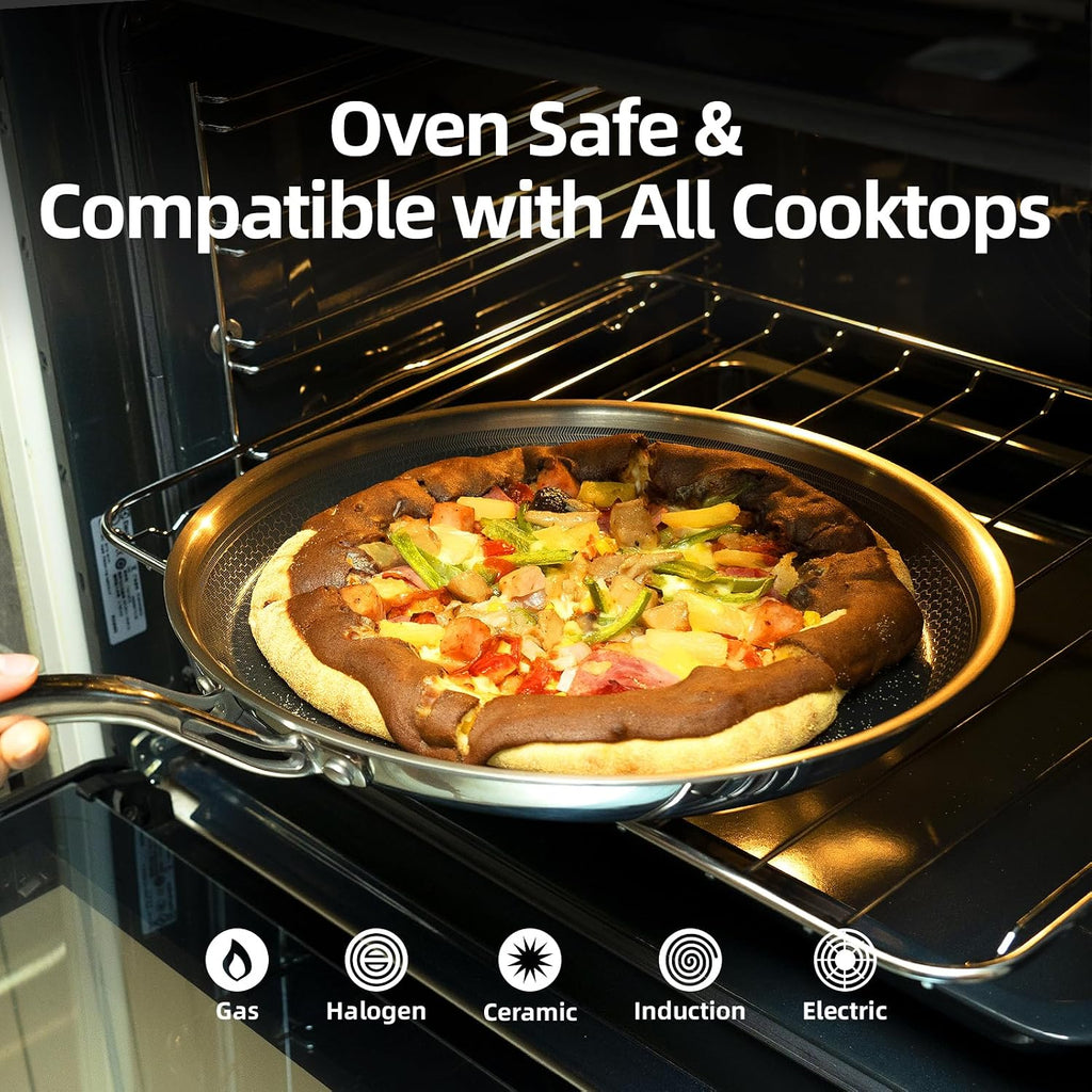 DELUXE Hybrid Ceramic Nonstick Griddle Pan,13-Inch,Stay-Cool Handle,Dishwasher&Oven Safe,Induction-Ready,PFOA Free Compatible with All Cooktops