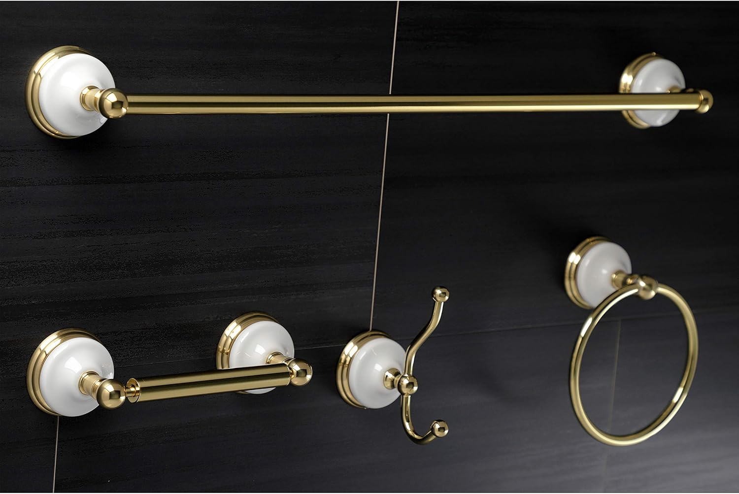 Kingston Brass BAK1111478PB Victorian 4-Piece Bathroom Hardware, Polished Brass