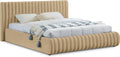 Meridian Furniture NicoCamel-K Nico Collection Modern | Contemporary Velvet Upholstered King Bed with Rich Camel Velvet and Deep Channel Tufting, 89' W x 91' D x 38' H, Camel, King