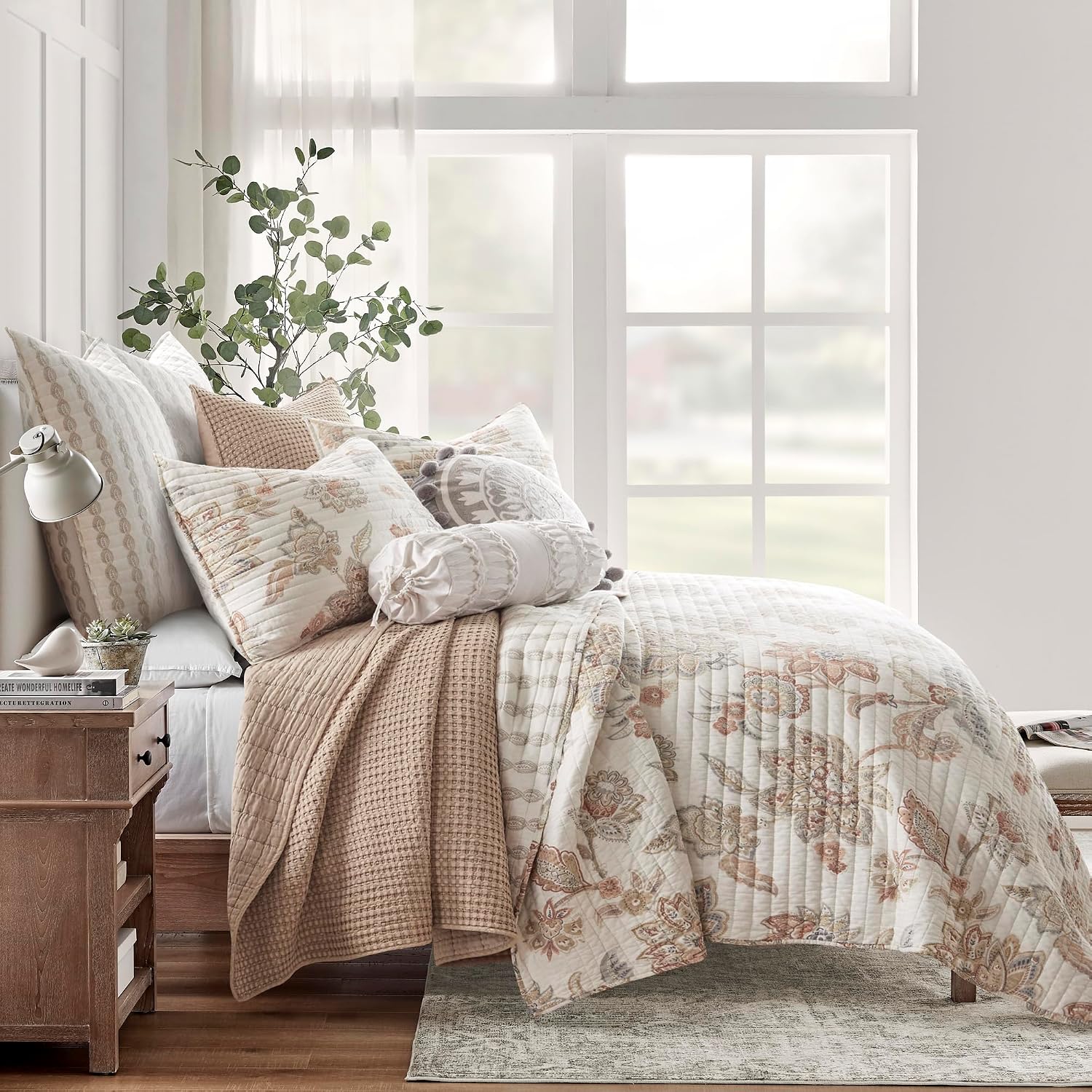 Levtex Home - Mills Waffle - Twin Quilt Set - Blush Cotton Waffle - Quilt Size (68 x 86in.), Sham Size (26 x 20in.)