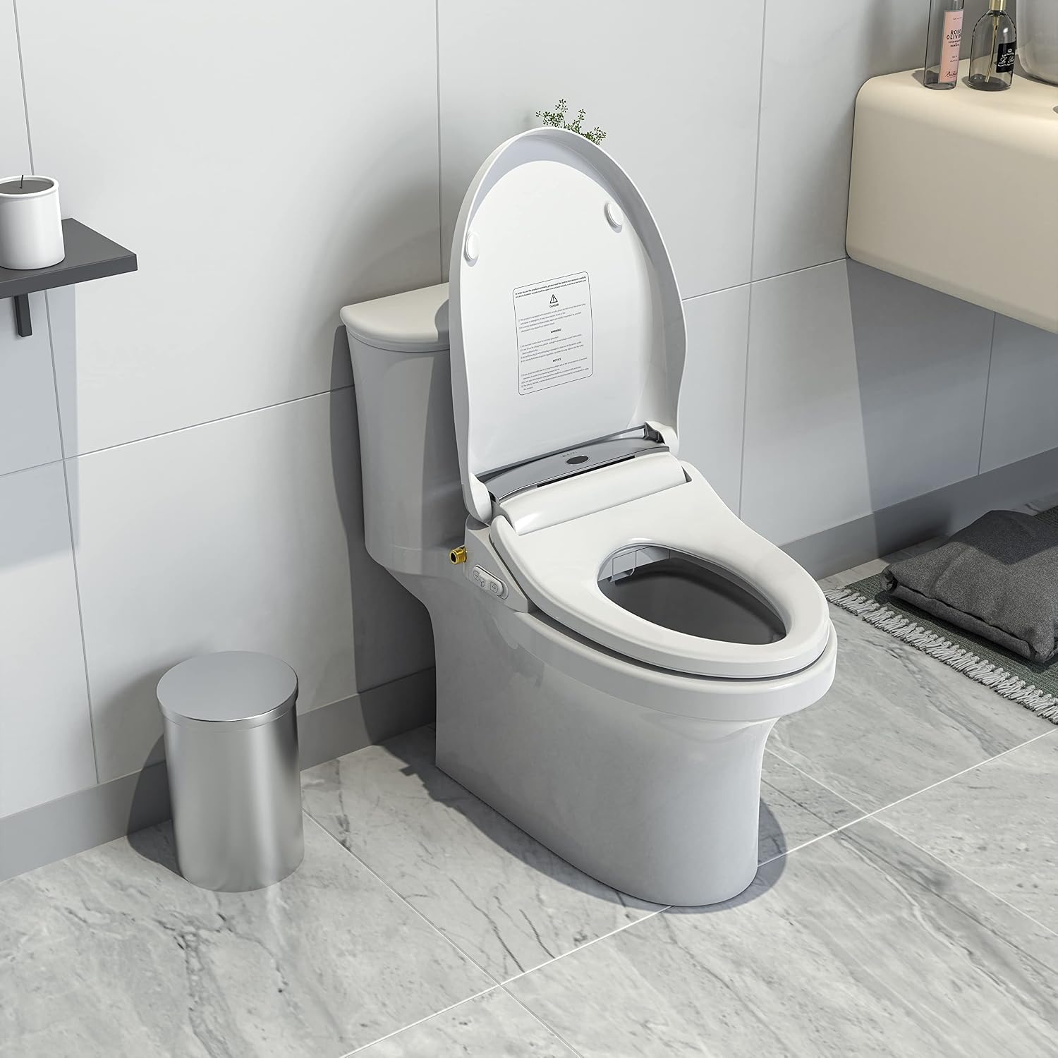 LEIVI Electric Bidet Toilet Seat with Wireless Remote and Side Panel, Multiple Spray Modes, Adjustable Heated Seat, Warm Water and Air Dryer, Auto LED Nightlight, Round