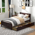 GOFLAME Twin Size Bed Frame with 2 Drawers, Platform Bed with Solid Wood Headboard & Footboard, Wood Slats Support Mattress Foundation, Under Bed Storage, No Box Spring Needed, Easy Assembly, Espresso