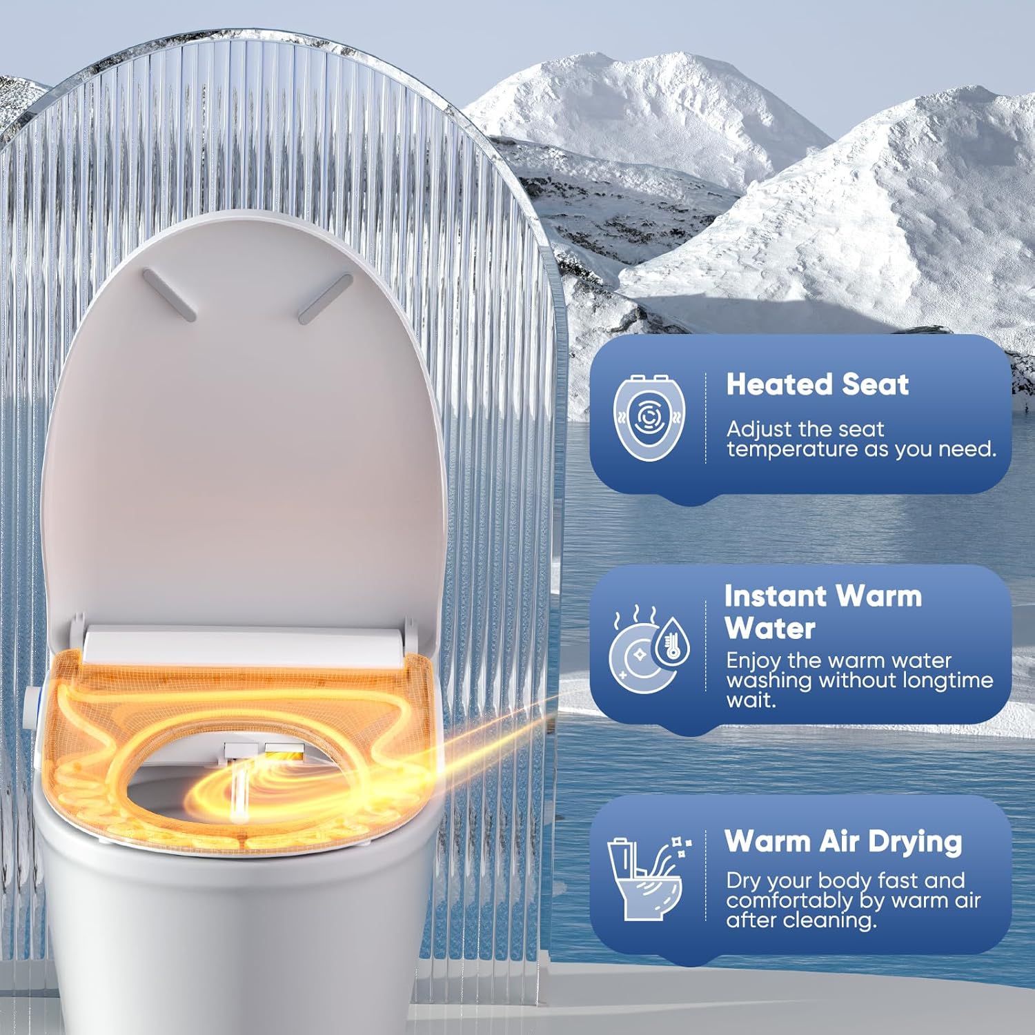 FVZ Bidet Toilet Seat Elongated White Electric Heated Toilet Seat with Endless Warm Water, Warm Dryer, Self-Clean Stainless Steel Nozzle, Rear & Child Wash, Remote Control, Adjustable Water Pressure