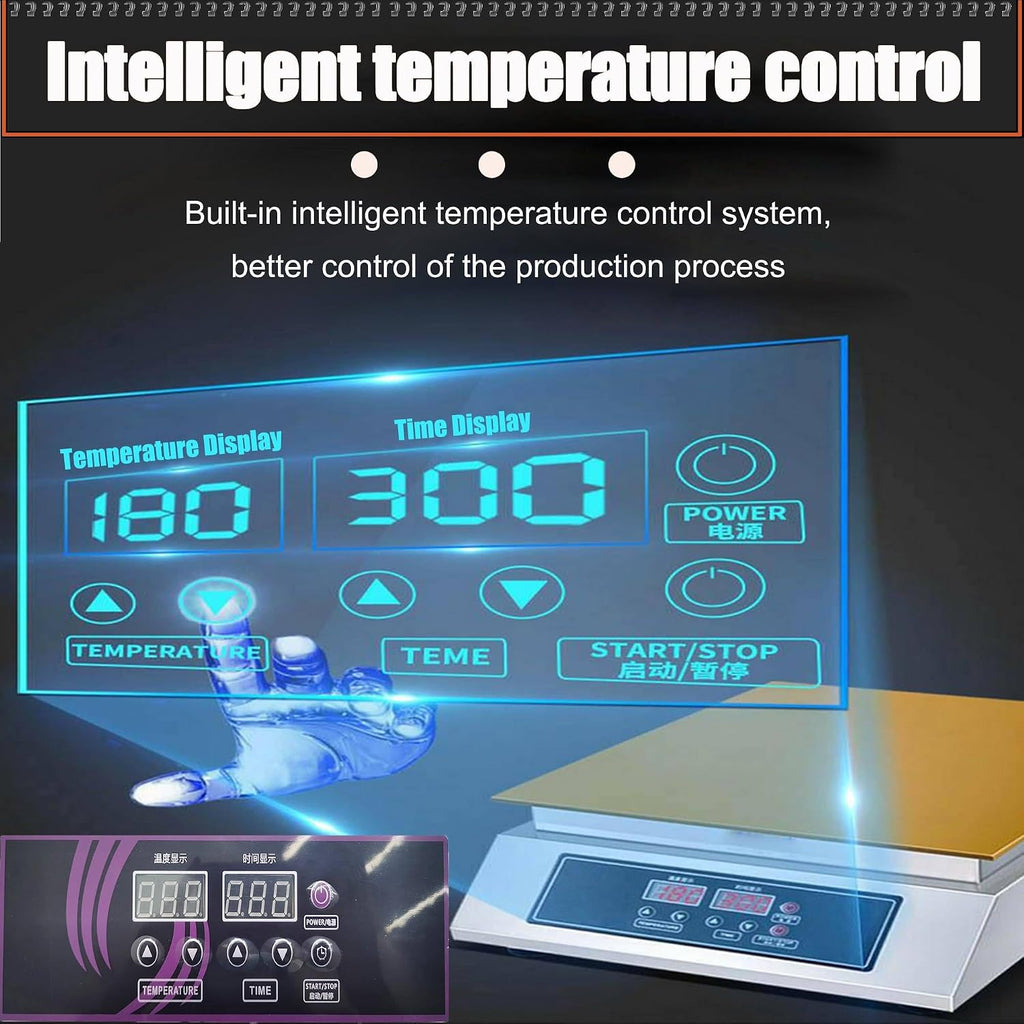 Electric Souffle Maker & Dorayaki Baker Stainless Steel with Double Pure Copper Plates 60-240°C Commercial Grade Souffle Pancake & Muffin Griddle Machine Digital Display Dualhead