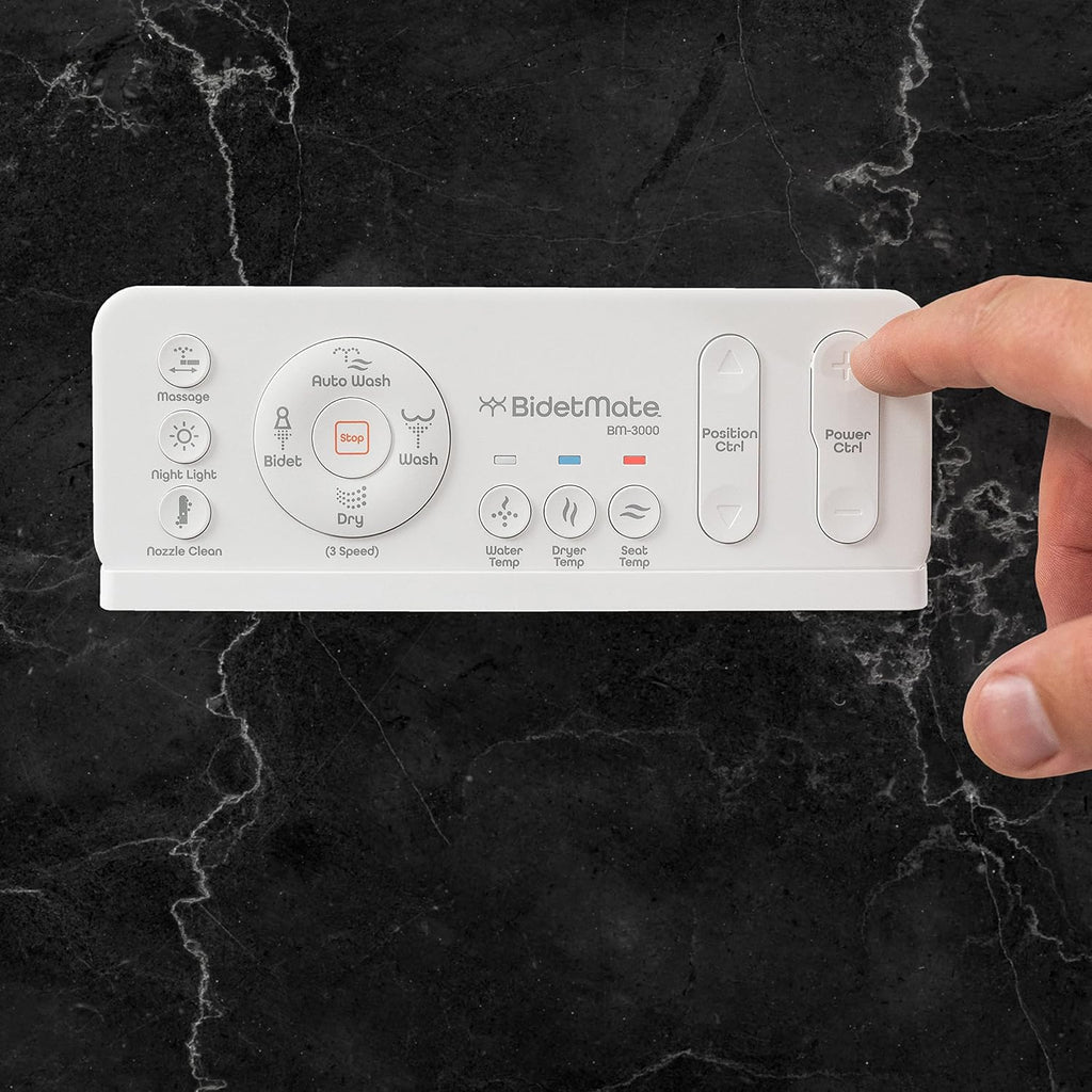 BidetMate 3000 Series Electric Toilet Seat Bidet with Unlimited Heated Water, Remote, and Adjustable Warm Air Dryer - Adjustable and Self-Cleaning - Fits Elongated Toilets
