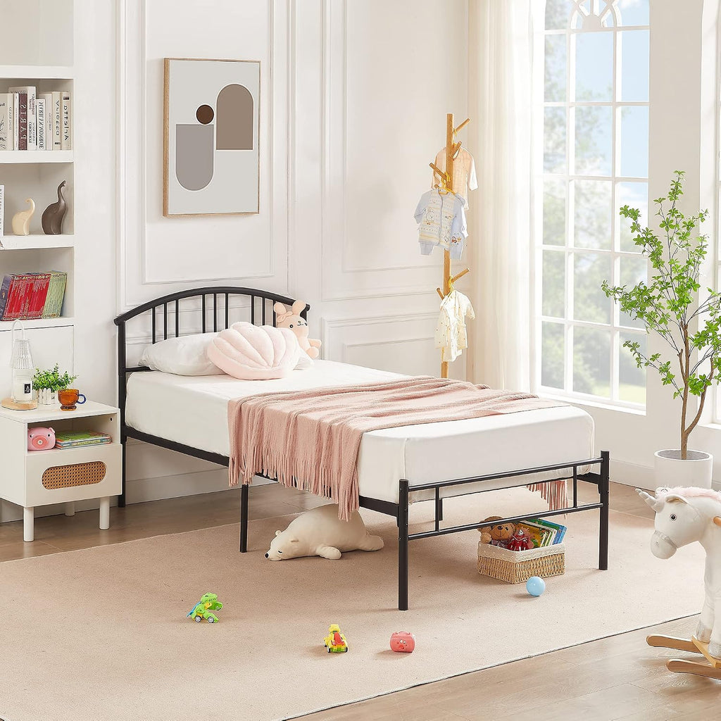 VECELO Twin Bed Frame with Headboard and Footboard, 14 Inch Metal Platform Mattress Foundation, Sturdy Premium Steel Slat/No Box Spring Needed