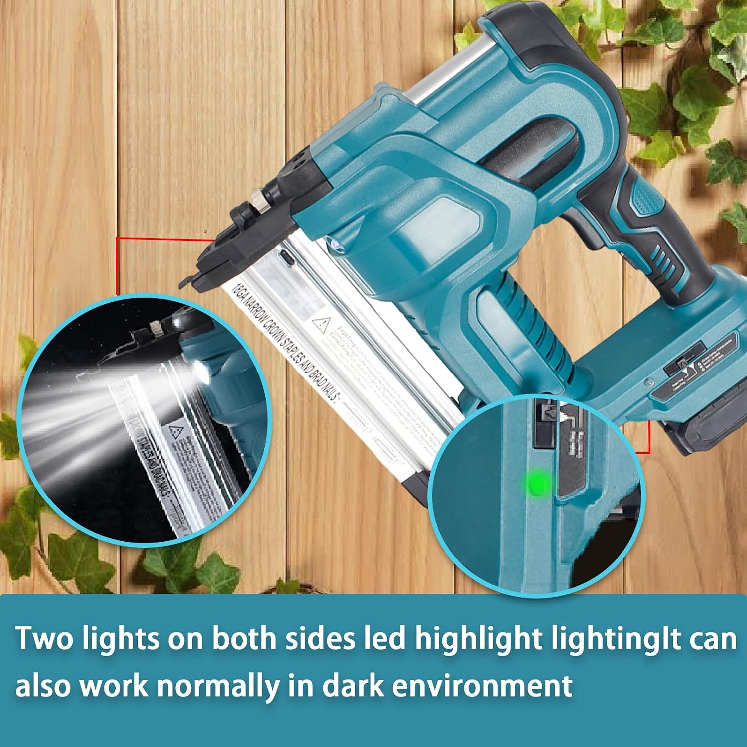 Brad Nailer Cordless Stapler for DIY Project of Upholstery, 2 in 1 Electric Nail Gun/Staple Gun with 18ga Nails/Staples, Gloves&1 Battery, Can Be Driven Single Or Continuously,Blue