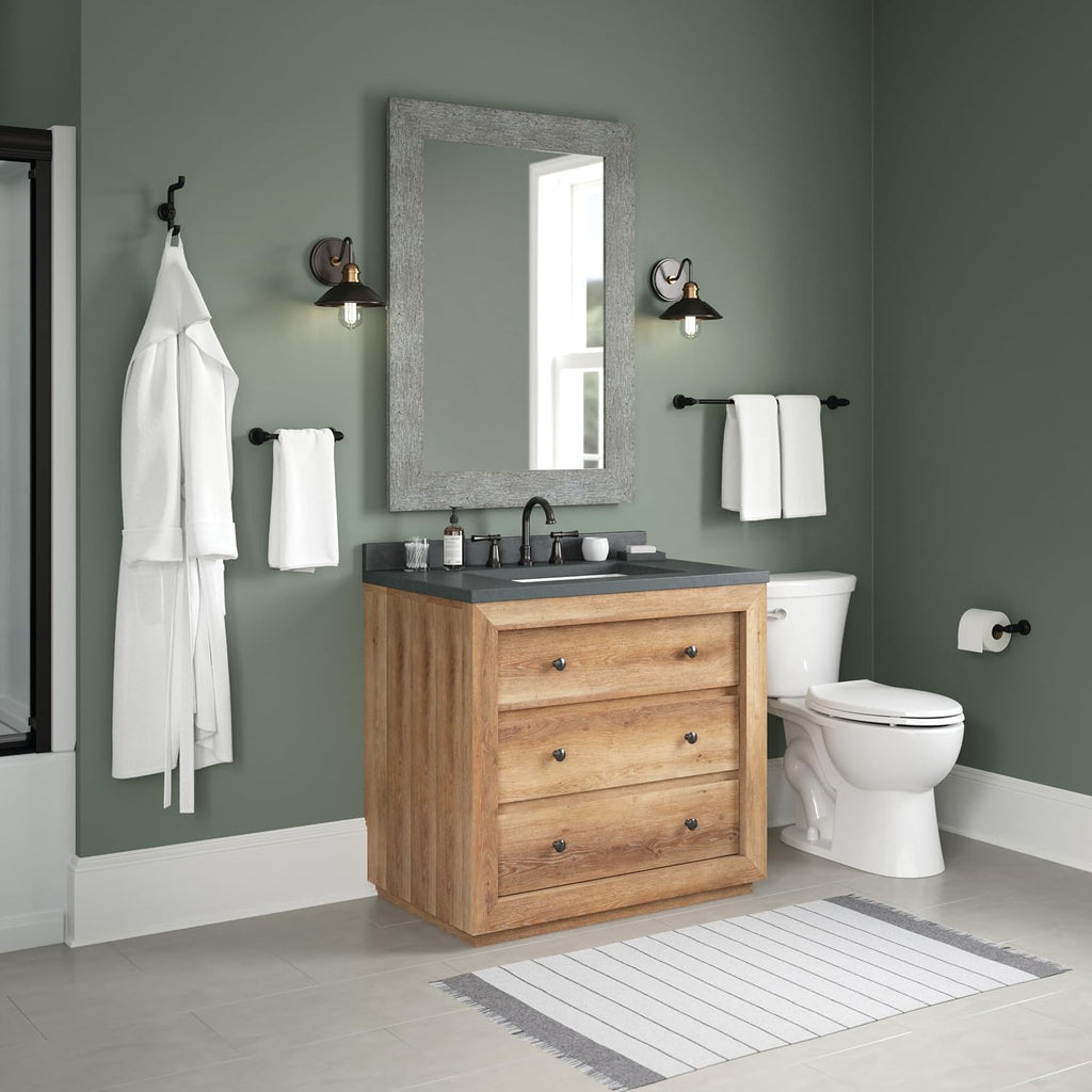 Delta Saylor 5-Piece Bathroom Set with 24 in. Towel Bar, 8 in. Hand Towel Holder, Toilet Paper Holder, Towel/Robe Hooks (2)| Matte Black Bathroom Accessories | Bathroom Hardware Set