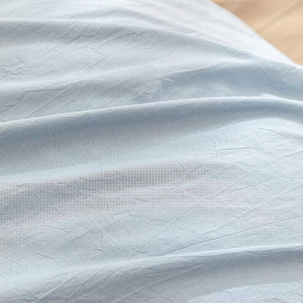 BESTOUCH Duvet Cover Set 100% Washed Cotton Linen Feel Super Soft Comfortable Chic Lightweight 3 PCs Home Bedding Set Solid Cornflower Blue Alaska King