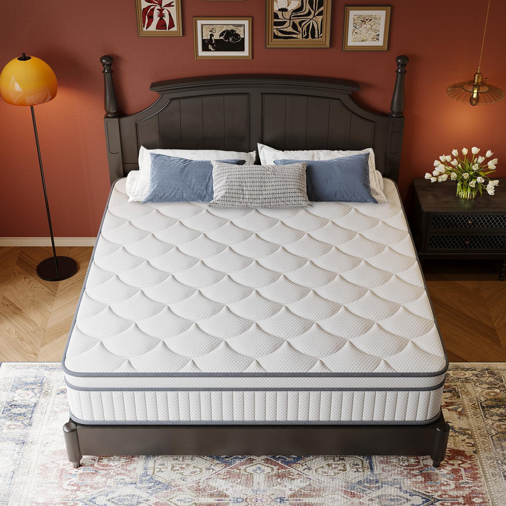 Gsleepee Full Size Mattress, 14 Inch Full Mattress in a Box, Innerspring Hybrid with Cooling Gel Memory Foam and Individually Wrapped Coils for Pressure Relief & Superior Support, Medium Firm