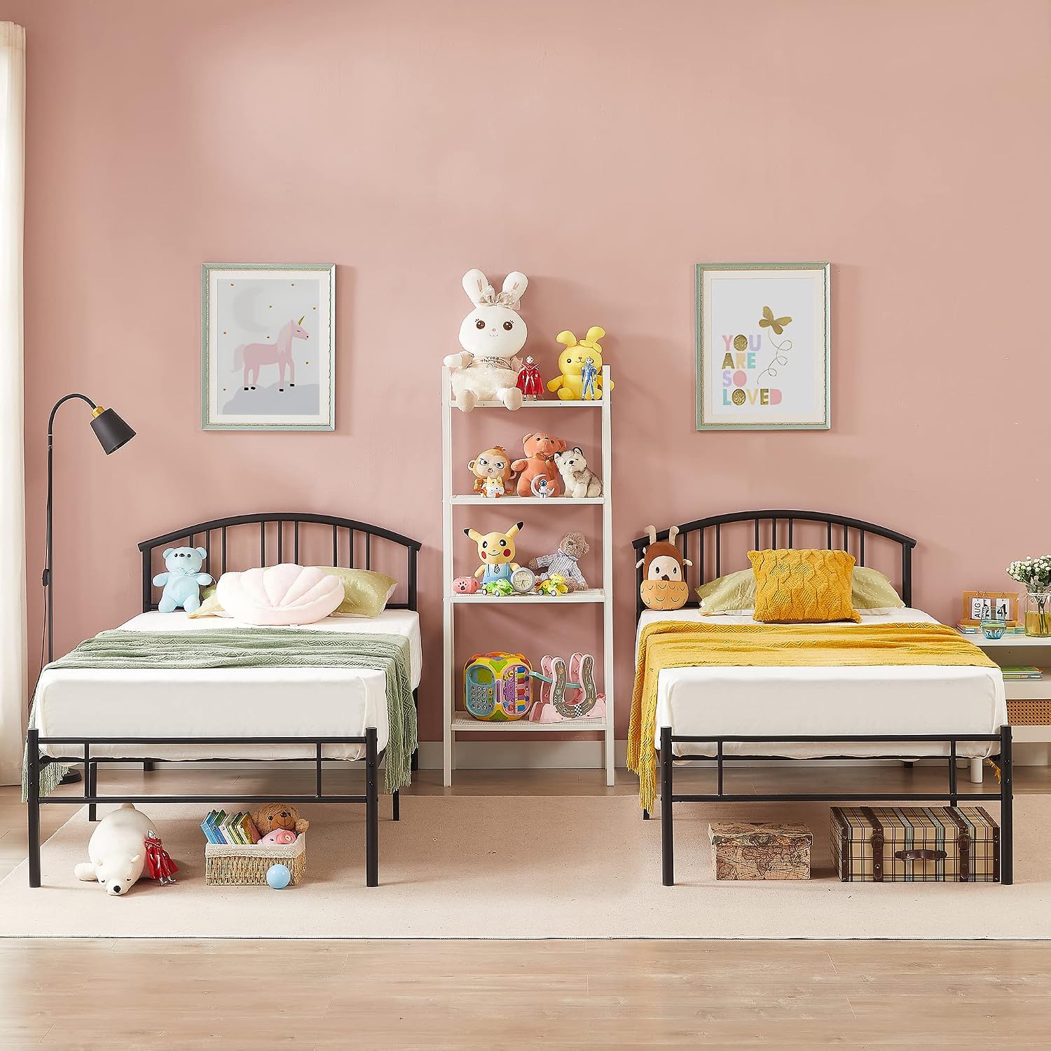 VECELO Twin Bed Frame with Headboard and Footboard, 14 Inch Metal Platform Mattress Foundation, Sturdy Premium Steel Slat/No Box Spring Needed